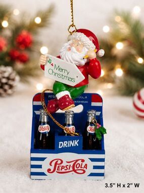 Vintage 1997 Pepsi-Cola Santa Christmas Ornament Matrix NIB Collectible